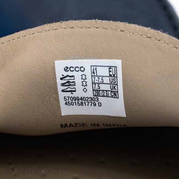 ECCO Men's Classic Moc 2.0 Driving Shoes Blue Leather Loafers Size 41 (US 7–7.5) - Picture 11 of 12